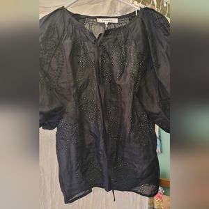 Frame eyelet broderie cotton blouse top